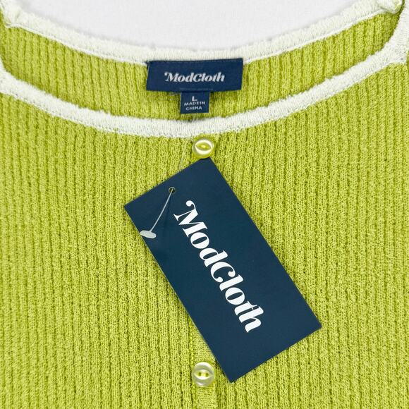 Mod Cloth Women's Matcha do About Nothing Sweater Dress Large Lime Green - Picture 3 of 15